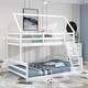 preview thumbnail 25 of 31, House Bed Design Twin over Full House Bunk Bed with Built-in Ladder,Full-length Guardrail