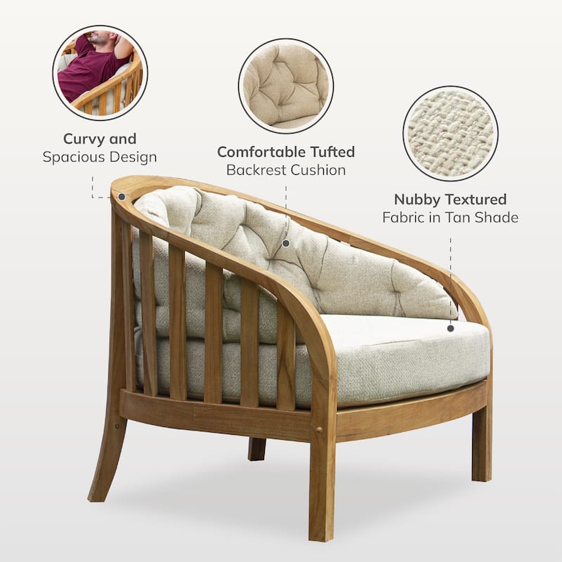 Cambridge Casual Bernese Teak Wood Oversized Patio Club Chair
