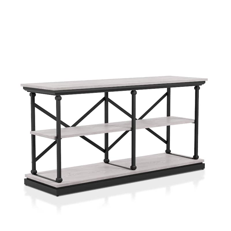 Marcin Transitional 59-inch Steel 2-Shelf Console Table by Furniture of America - Antique White