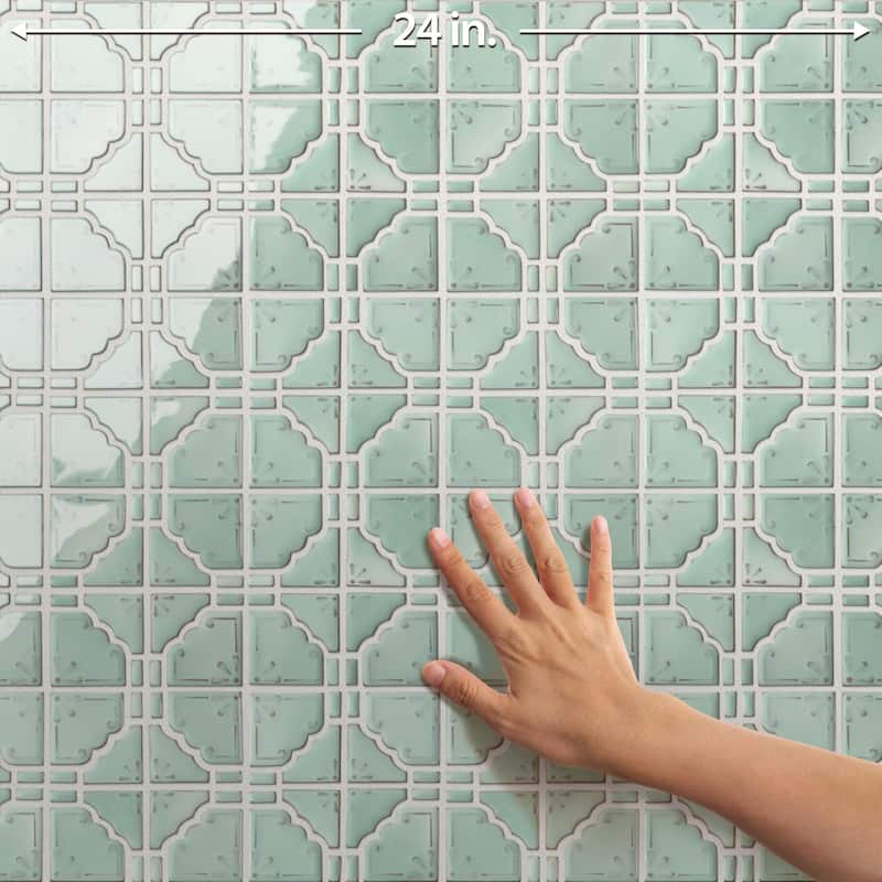 Merola Tile Hudson Moonbeam Mint Green 11-7/8" x 11-7/8" Porcelain Mosaic Floor and Wall Tile