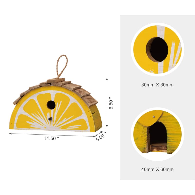Glitzhome 11"H Distressed Solid Wood Watermelon Hanging Garden Birdhouse
