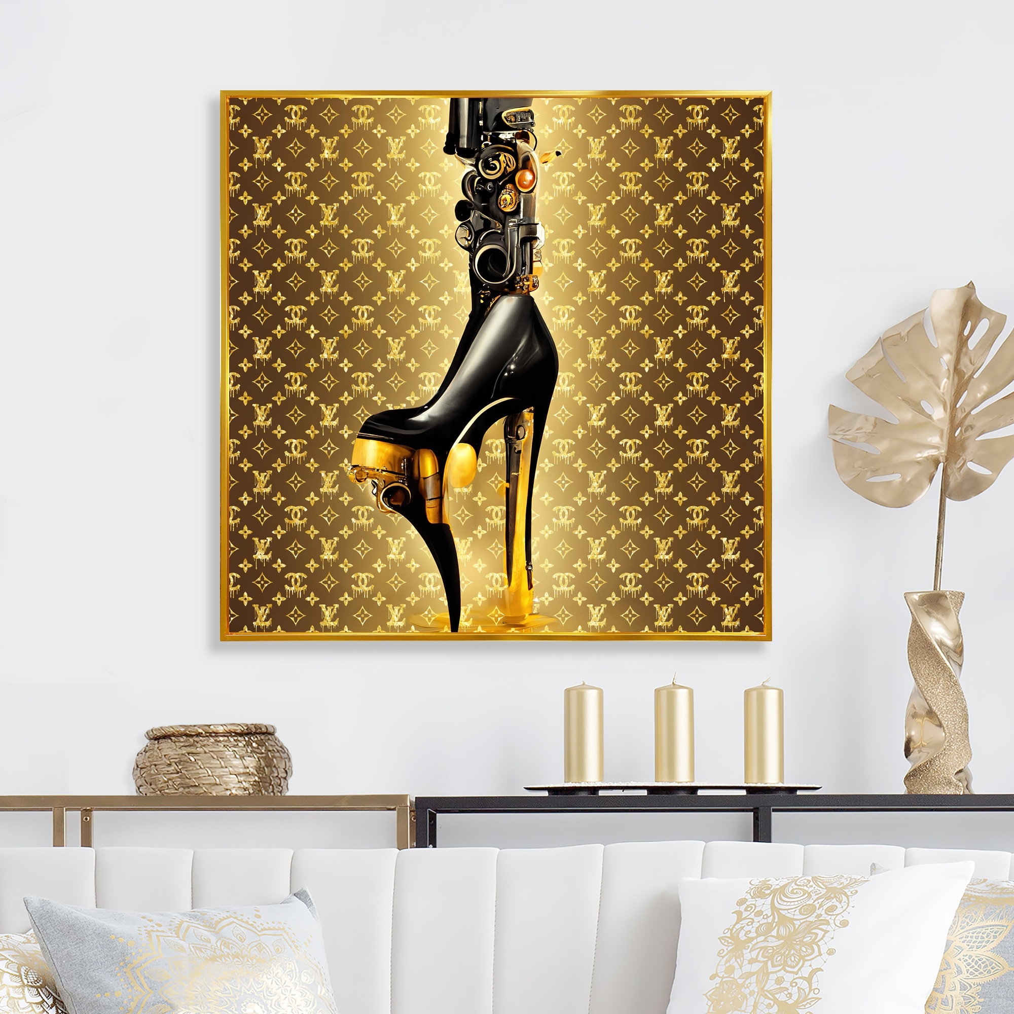 Designart Luxury Brand Bionic Heel IV Fashion Framed Canvas Art Print -  Bed Bath & Beyond - 37307069