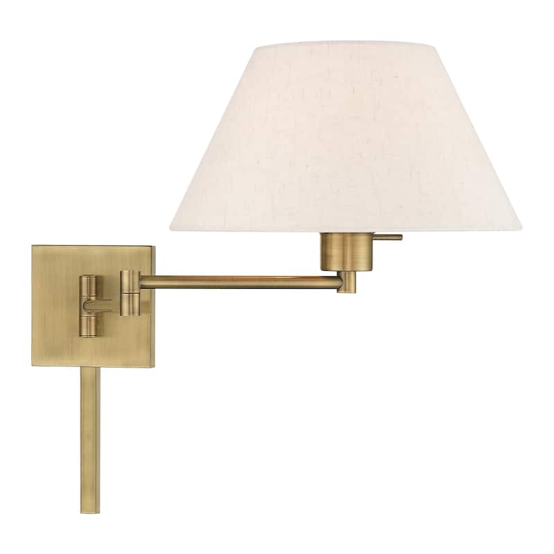 Livex Lighting 1-Light Oatmeal Shade Swing Arm Wall Lamp, 40038