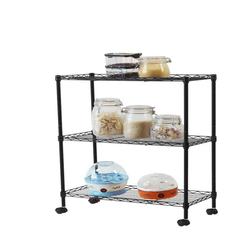 Black 3-Tier Shelving All-Purpose Utility Cart
