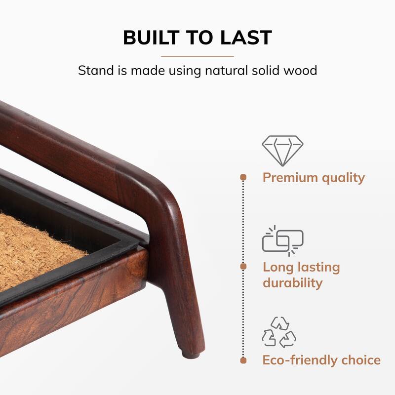 Jani Single-Tier Brown Stand 2-Pair Rubber Boot Tray