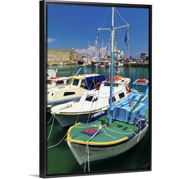 Shop Greece Rhodes Harbor And Old Town Wall Black Float Frame
