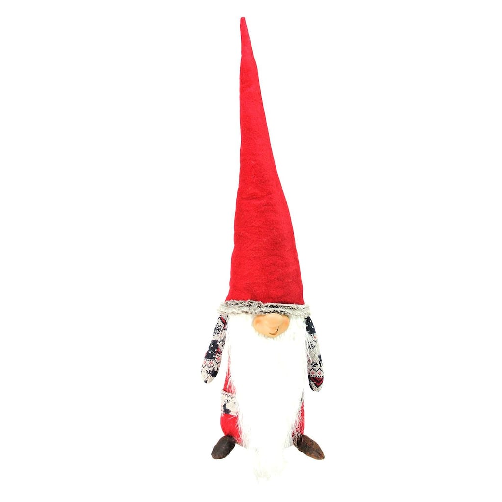 Plush Nordic Santa Christmas Gnome Figure - 25.5" - Red and Gray