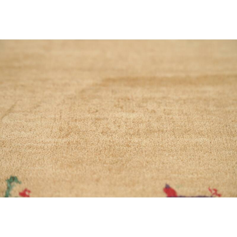 Hand Knotted Oriental 100% Wool Carpet Tribal Animal Pictorial Brown Gabbeh Area Rug - 3' 10'' X 2' 1''