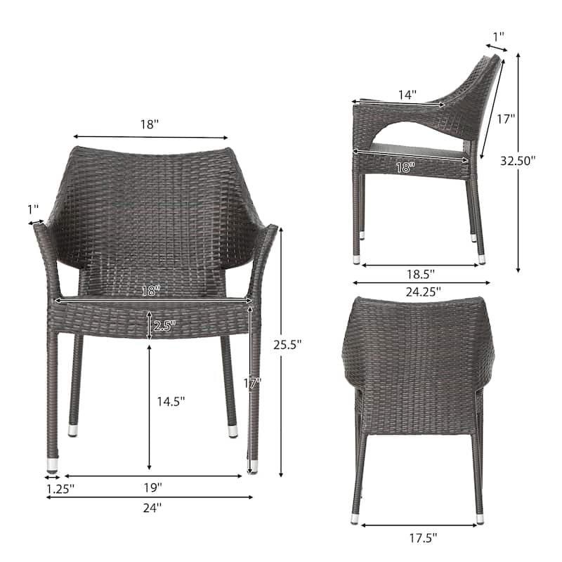 Laurent Outdoor 5 Piece Acacia Wood and Wicker Dining Set by Christopher Knight Home