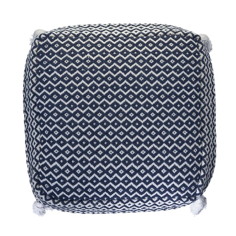Sevita Navy and Ivory Diamond Pouf