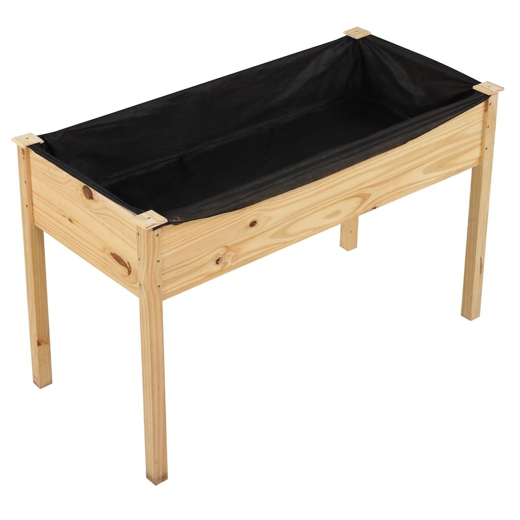 Natural Fir Wood Raised Garden Bed Elevated Planter Box for Outdoor Patio Balcony or Backyard Gardening - 49.5" x 23.5" x 30"