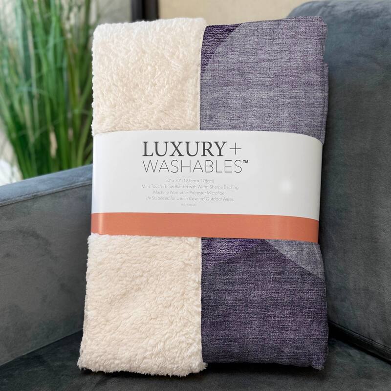 Premium Machine Washable Casual Contemporary Sherpa Throw Blanket