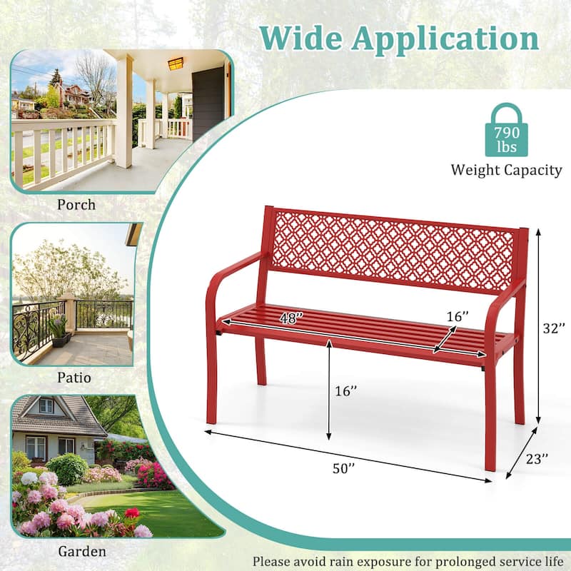 Costway 50" Outdoor Garden Bench with Geometric Lattice Backrest - See Details