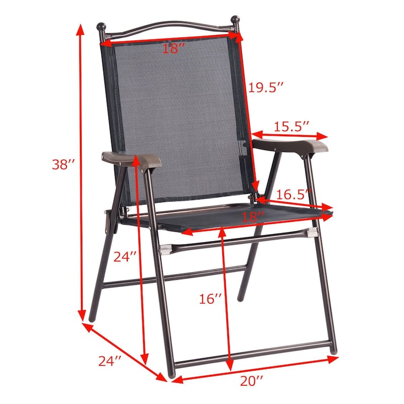 Costway Set of 2 Patio Folding Sling Back Chairs Camping Deck Garden - Set of 2