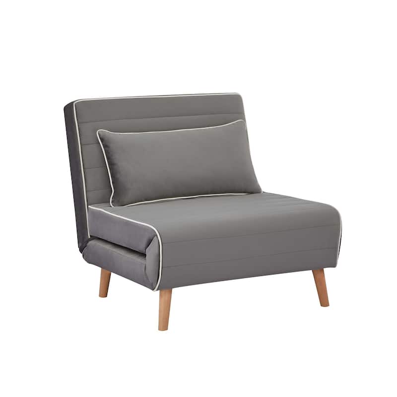 2-Piece Velvet Foldable Sleeper Sofa Chair, Sofa Bed with 3-Position Adjustable Backrest, Quick 10-Second Conversion
