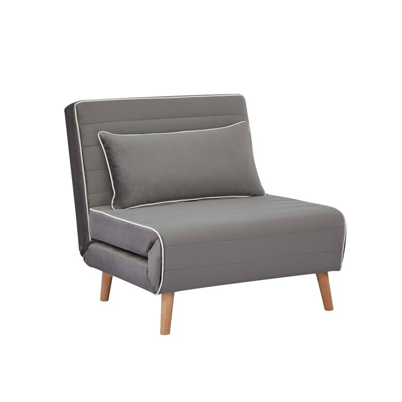 CANON Modern Velvet Foldable Sofa Bed with Piping Design - 3-Position Adjustable Backrest