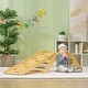 preview thumbnail 2 of 7, Qaba Pikler Triangle Set, 4 in 1Indoor Toddler Climbing Toys with Arch Climber, Ramp & Cushion, Natural Wood