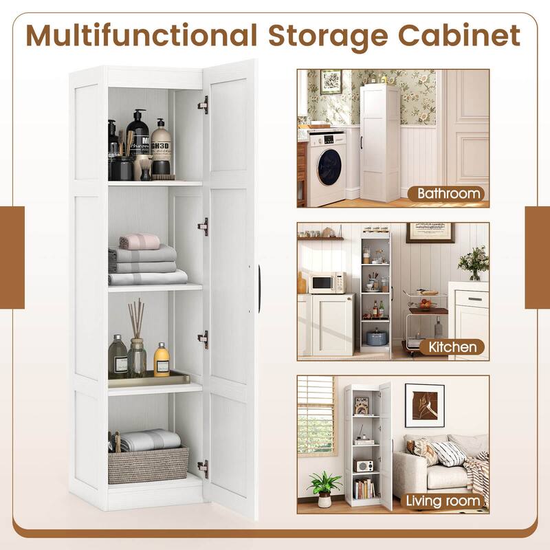Costway 4-Tier Storage Cabinet with Door Freestanding Bathroom Cabinet - See Details
