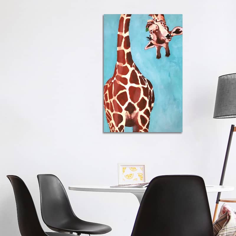 iCanvas "Giraffes With Green Leaf" by Coco de Paris Canvas Print - 40x26x1.5