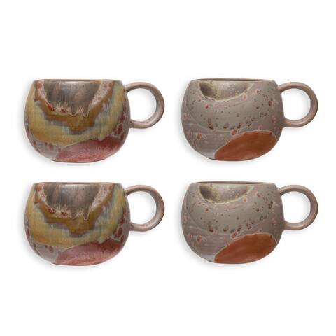 Stoneware Mugs with Reactive Glazed Finish, Set of 2