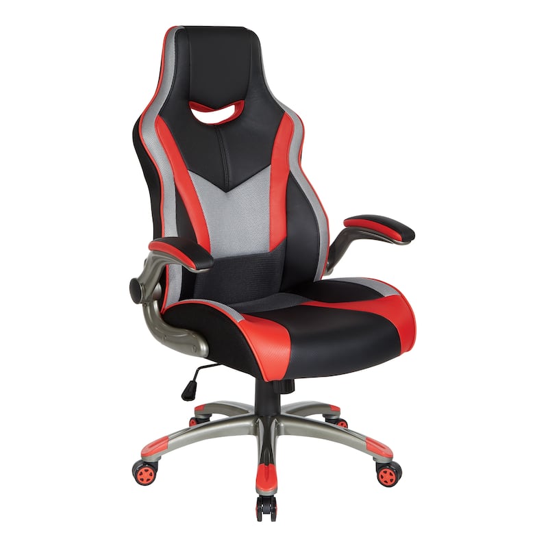 Uplink Gaming Chair in Faux Leather with Red Accents - Red