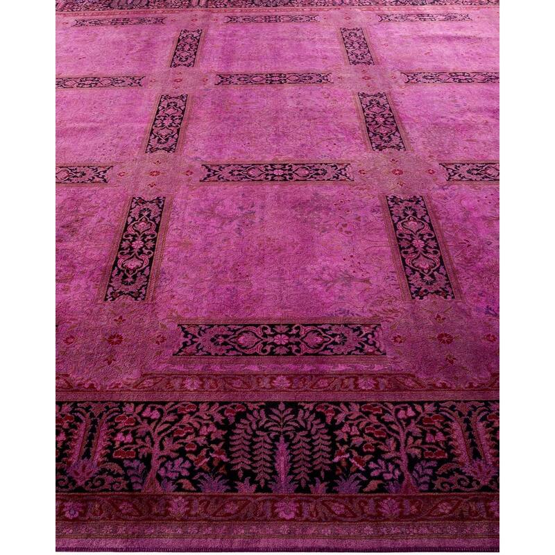 Overton Hand Knotted Wool Vintage Inspired Modern Contemporary Overdyed Pink Area Rug - 10' 3" x 11' 3"