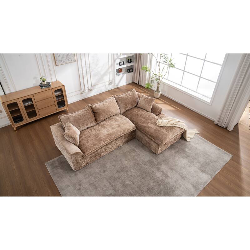 103" L-Shaped Cloud Sectional Sofa with Chaise, Upholstered Boneless Couches for Living Room, Modern Modular Chenille Sofa
