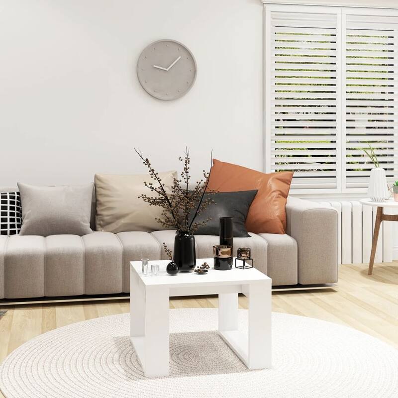 vidaXL Side Table White Engineered Wood 19.7x19.7x13.8 in Simple - 19.7 x 19.7 x 13.8 in