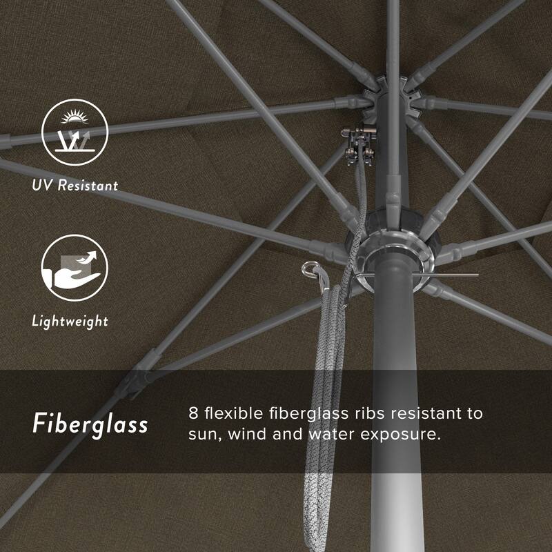 California Umbrella 11' Rd Aluminum Frame, Fiberglass Rib Market Umbrella, Push Open, Anodized Silver Finish, Olefin Fabric
