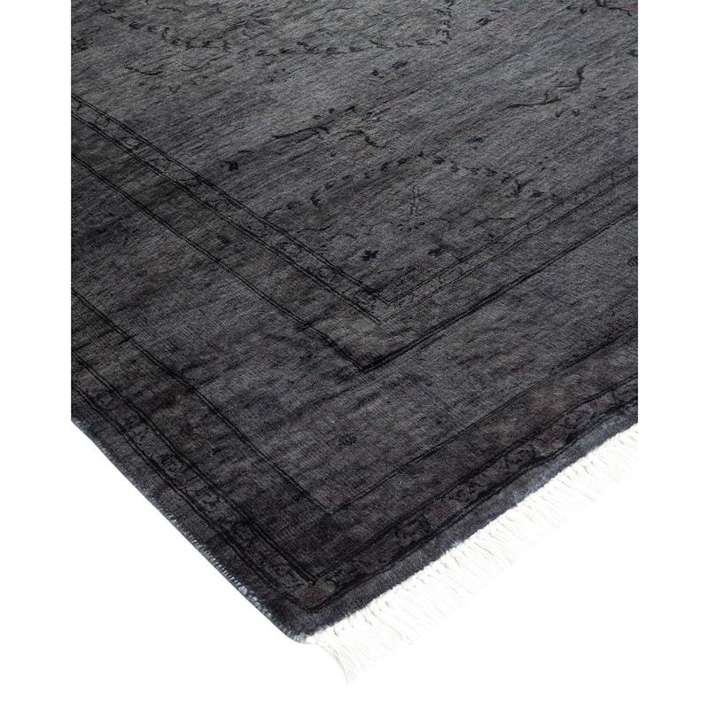 Overton Hand Knotted Wool Vintage Inspired Modern Contemporary Overdyed Gray Area Rug - 4' 1" x 6' 0"