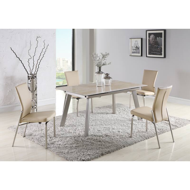 Somette Glass & Ceramic Table with Pop Up Extension
