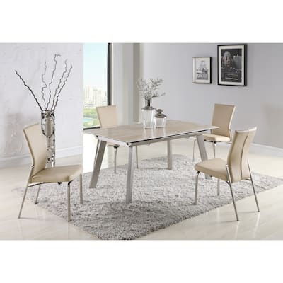Somette Glass & Ceramic Table with Pop Up Extension