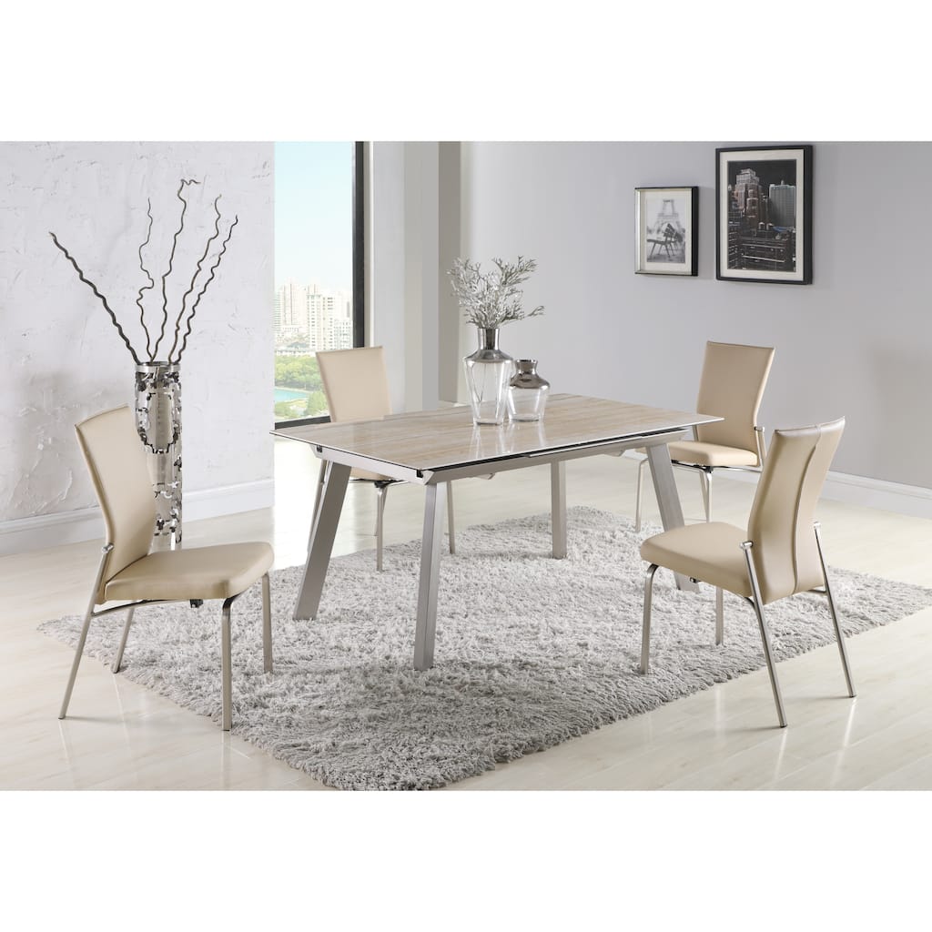Somette Glass & Ceramic Table with Pop Up Extension