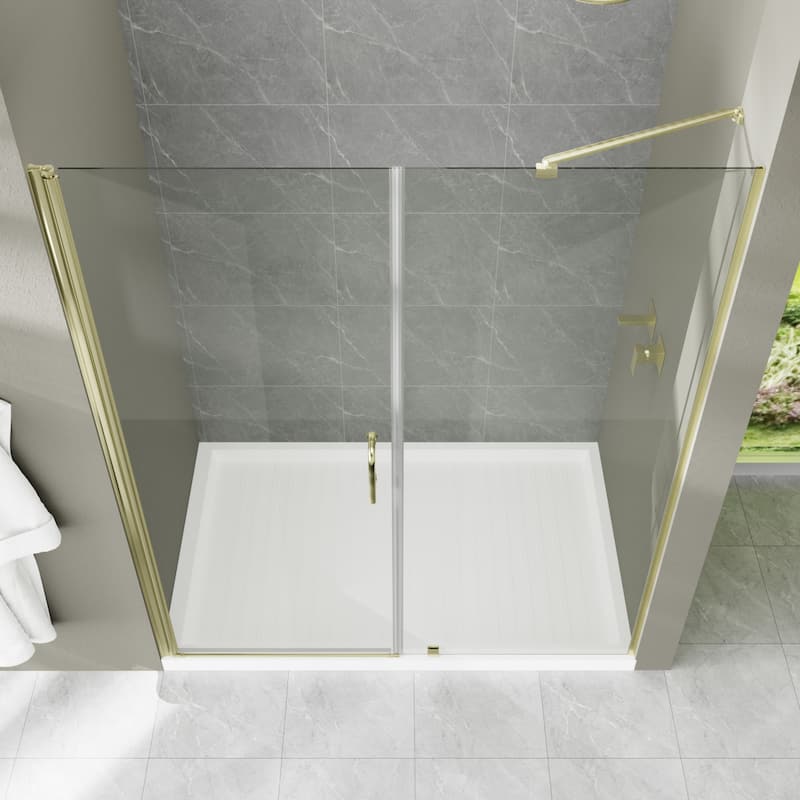 60'' x 72'' Alu-frame Glass Shower Tub Door in Nickel/Gold