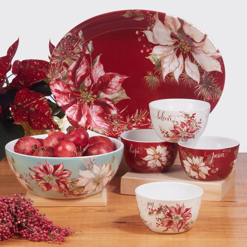 Certified International Winters Joy 9" Salad/Dessert Plates, Set of 4 Assorted Designs - 9-inch