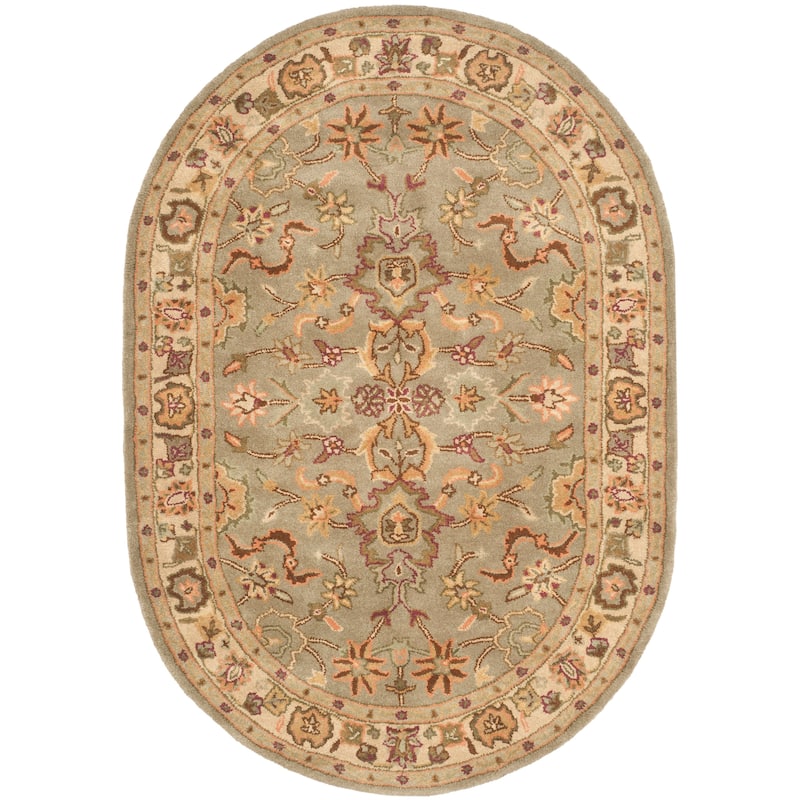 SAFAVIEH Heritage Handmade Dawna Traditional Oriental Wool Area Rug - 7'6" x 9'6" Oval - Light Green/Beige