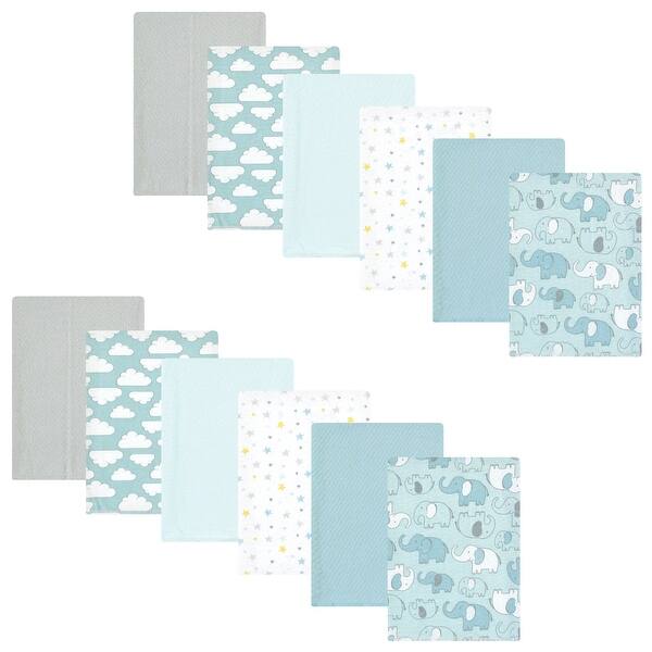 slide 1 of 1, Hudson Baby Infant Boy Cotton Flannel Burp Cloths Bundle, Boy New Elephant, One Size - Boy New Elephant - One Size One Size - Boy New Elephant