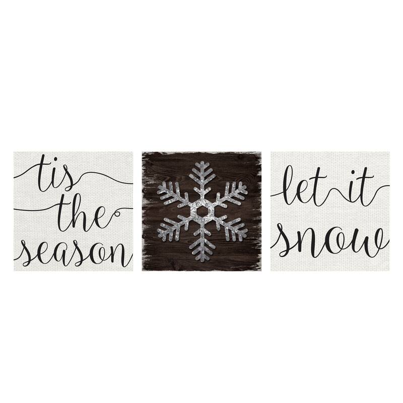 Snowflake, Type Let It Snow, Type Tis The Season by Willowbrook Fine Art Canvas Art Prints