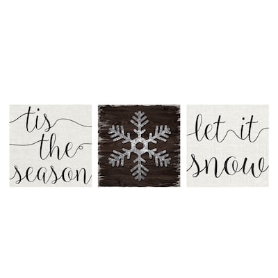 Snowflake, Type Let It Snow, Type Tis The Season by Willowbrook Fine Art Canvas Art Prints