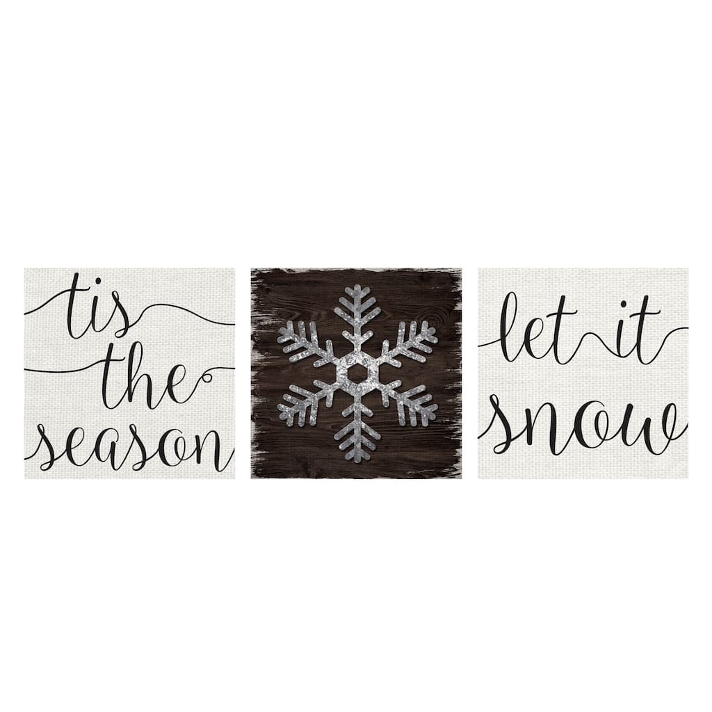 Snowflake, Type Let It Snow, Type Tis The Season by Willowbrook Fine Art Canvas Art Prints