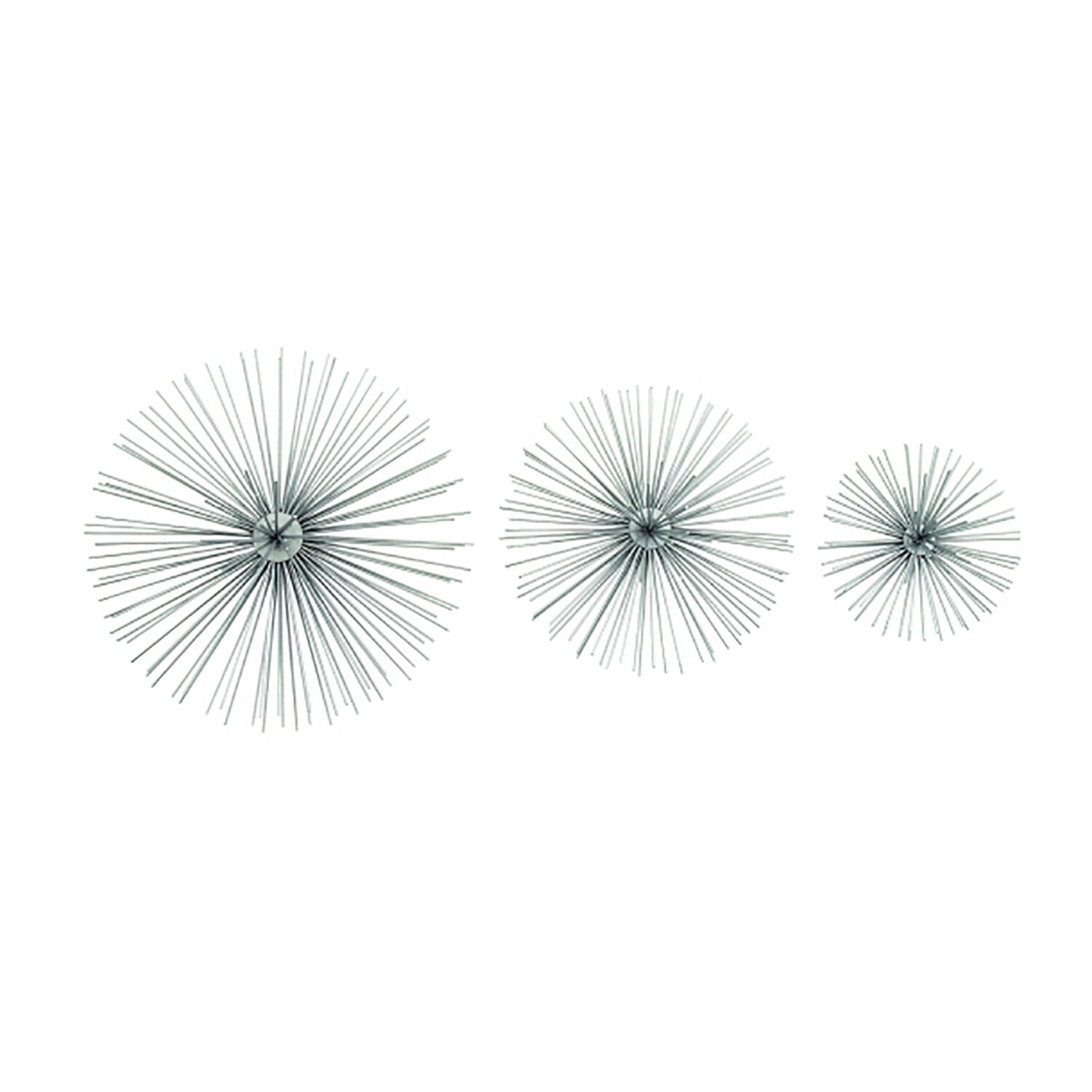 Contemporary 3d Silver Metal Starburst Wall Decor Sculptures Set Of 3 Overstock 21247806