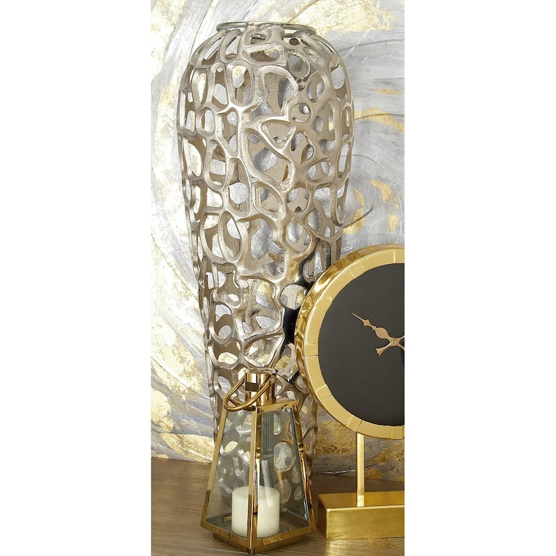 Gold Aluminum Metal Cutout Coral Decorative Vase