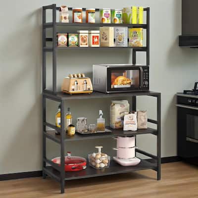 5 Tier Kitchen Bakers Rack with Chipboard and Iron Frame for Microwave Stand Spice Rack and Storage Shelf - 31.5" x15.7" x 66.5"