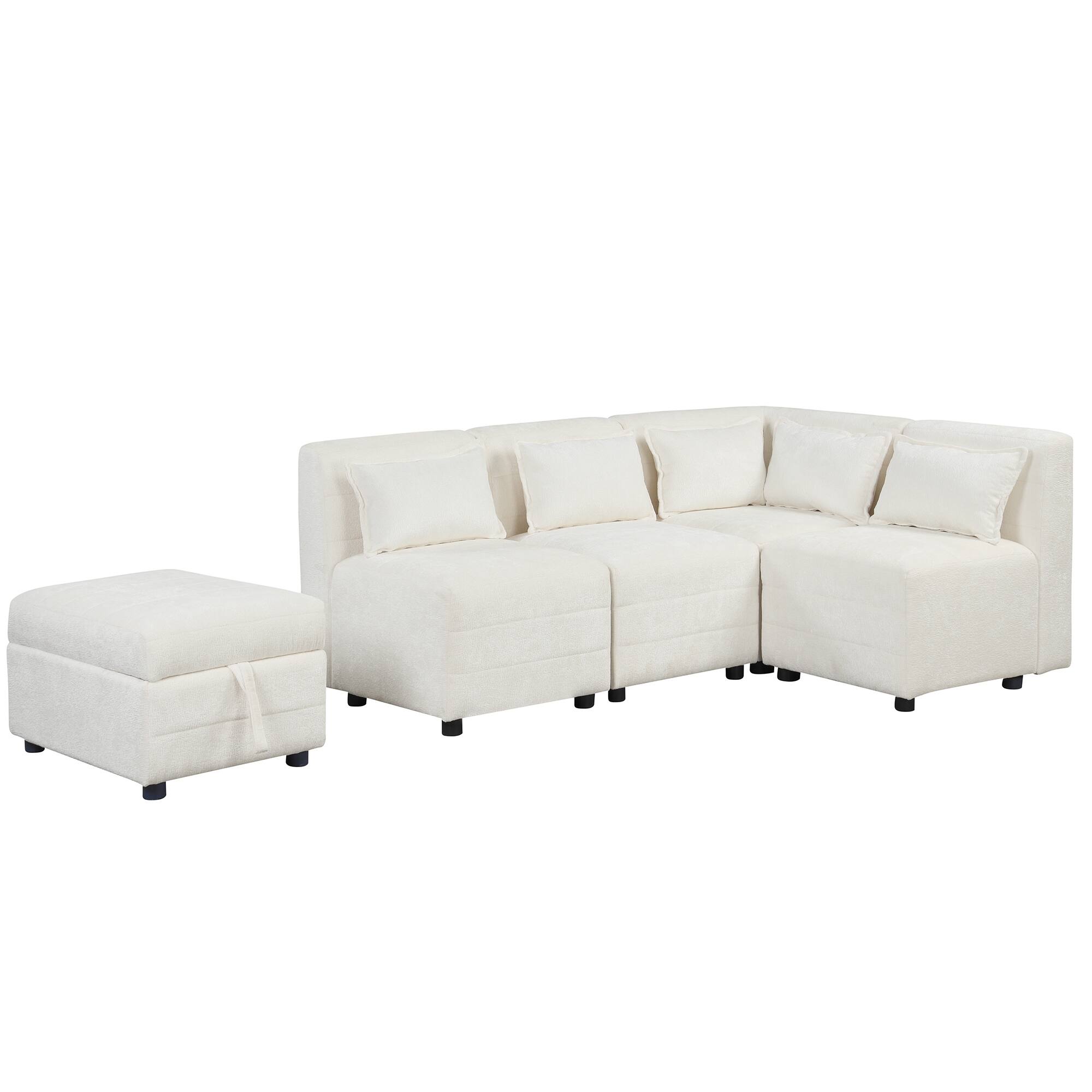 Chenille Fabric Sectional Sofa Sets Lshape Cream Sectionals Corner