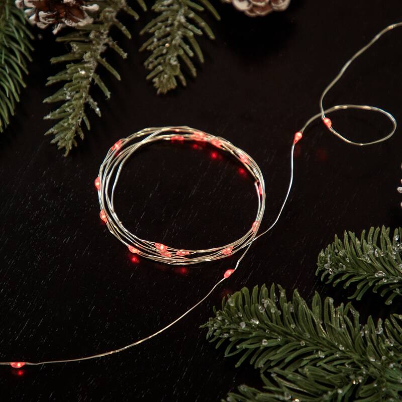 Micro Fairy Christmas Lights - LED Red - 16' Copper Wire - 100ct