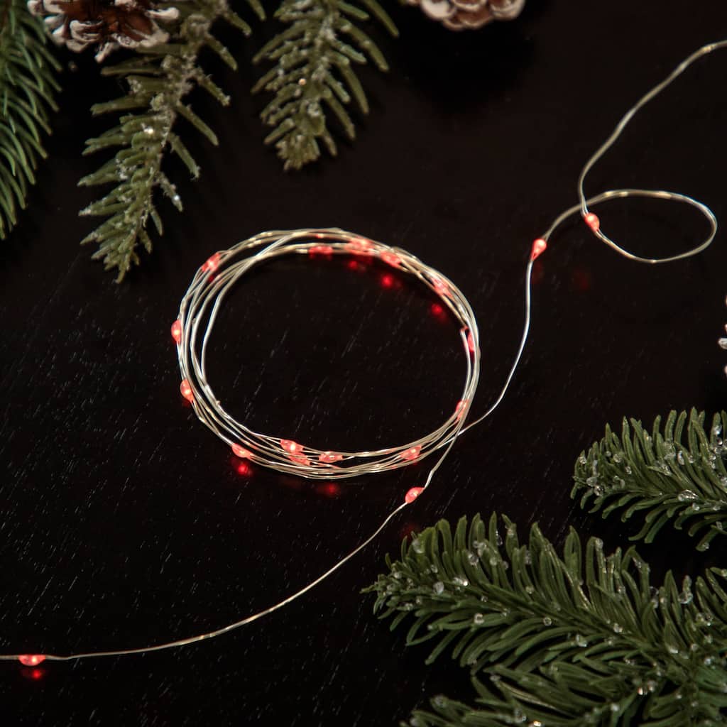 LED Micro Fairy Christmas Lights - Red - 6ft Copper Wire - 20ct