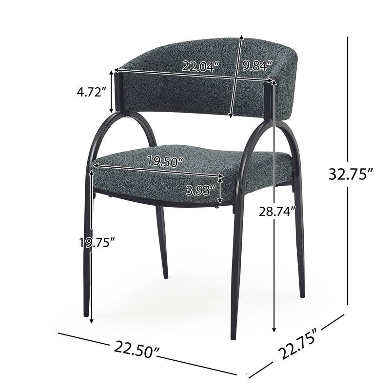 Modern Set of 2 Dining Chairs with Padded Backrest Seat, Metal Legs for Dining Room Living Room and Café