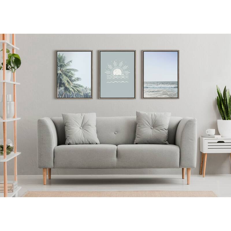 Kate and Laurel Sylvie Sea Framed Canvas by The Creative Bunch Studio