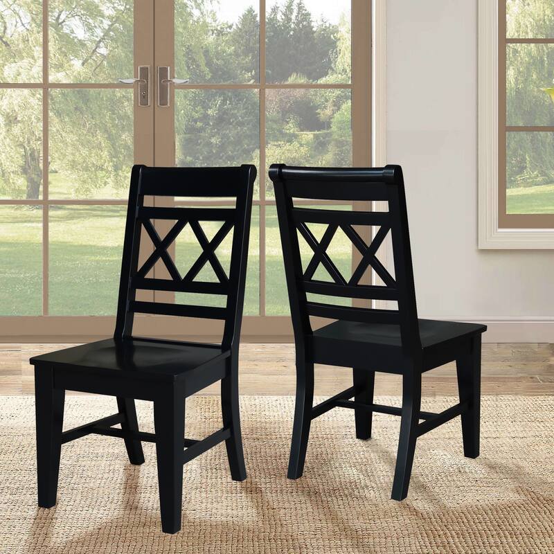 Solid Wood Double X-Back Dining Chairs, Set of 2