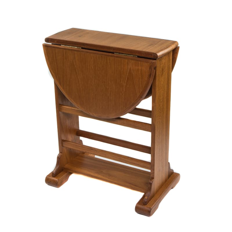21" Brown Solid Wood Oval Drop Leaf End Table - 27.75" x 18.5" x 20.5"